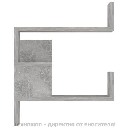 Стенен ъглов рафт, бетонно сив, 40x40x50 см, инженерно дърво