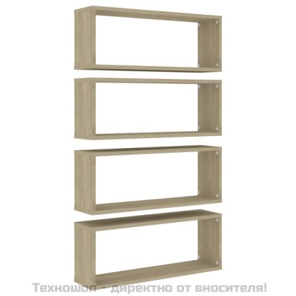 Стенни кубични рафтове, 4 бр, дъб сонома, 60x15x23 см