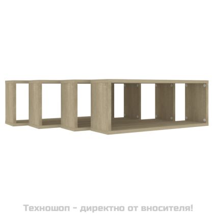 Стенни кубични рафтове, 4 бр, дъб сонома, 60x15x23 см