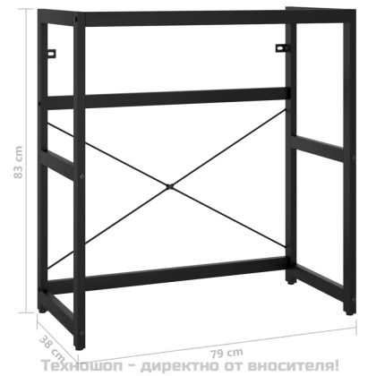 Рамка за мивка за баня, черна, 79x38x83 см, желязо
