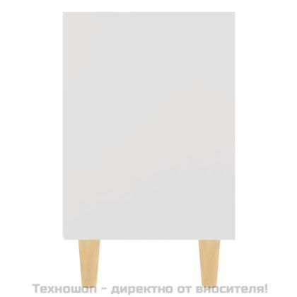 Нощно шкафче с крака от дървен масив, бяло, 40x30x50 см