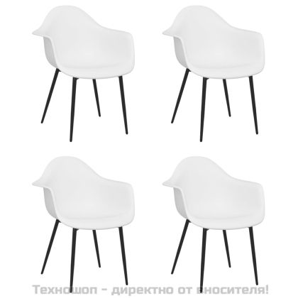 Трапезни столове, 4 бр, бели, PP