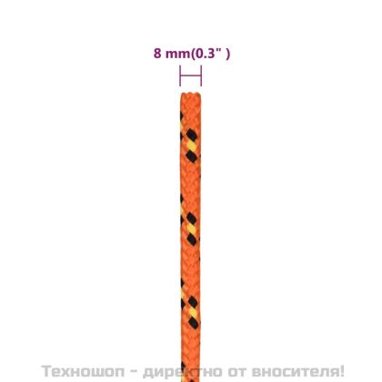 Въже за лодка оранжево 8 мм 250 м полипропилен