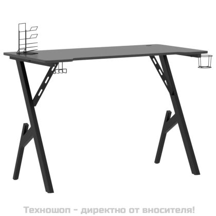 Гейминг бюро с Y-образни крака, черно, 110x60x75 см