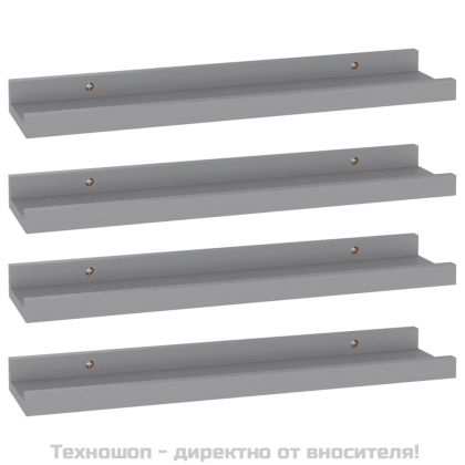 Стенни рафтове, 4 бр, сиви, 40x9x3 см