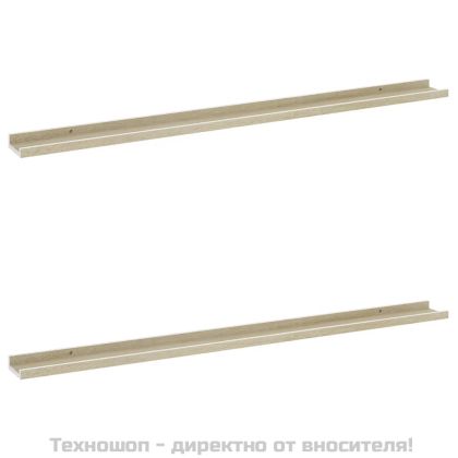 Стенни рафтове, 2 бр, бяло и сонома дъб, 115x9x3 см