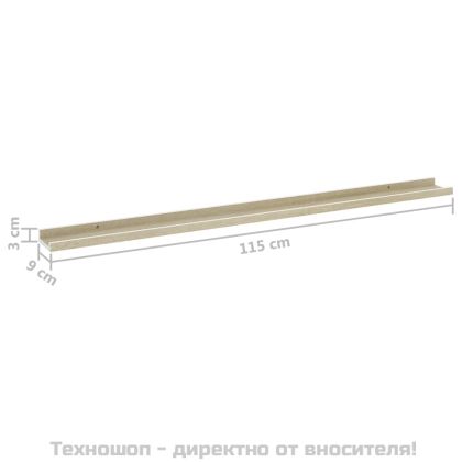 Стенни рафтове, 2 бр, бяло и сонома дъб, 115x9x3 см