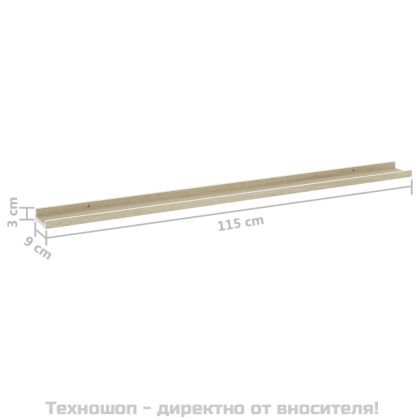 Стенни рафтове, 4 бр, бяло и сонома дъб, 115x9x3 см