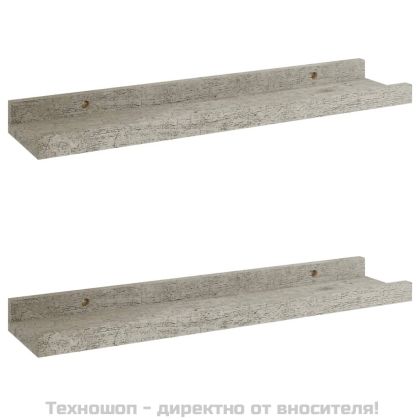 Стенни рафтове, 2 бр, бетонно сиви, 40x9x3 см