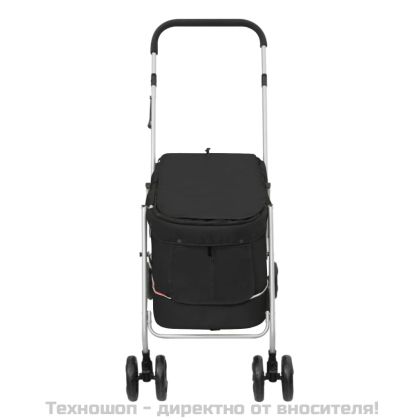 Сгъваема количка за кучета, черна, 100x49x96 см, ленен плат