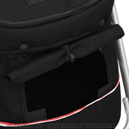 Сгъваема количка за кучета, черна, 100x49x96 см, ленен плат