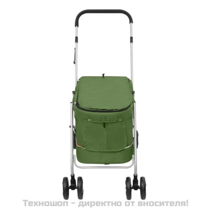 Сгъваема количка за кучета, зелена, 100x49x96 см, ленен плат