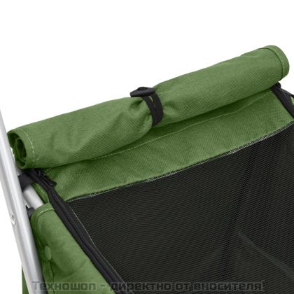 Сгъваема количка за кучета, зелена, 100x49x96 см, ленен плат