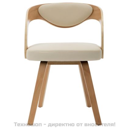 Трапезни столове, 2 бр, кремави, извито дърво и изкуствена кожа
