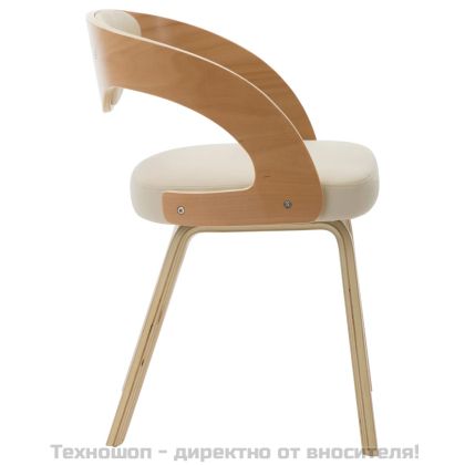 Трапезни столове, 2 бр, кремави, извито дърво и изкуствена кожа