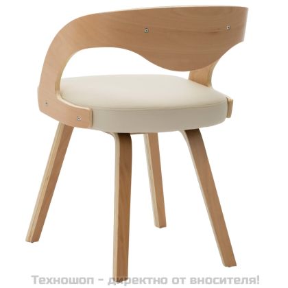 Трапезни столове, 2 бр, кремави, извито дърво и изкуствена кожа