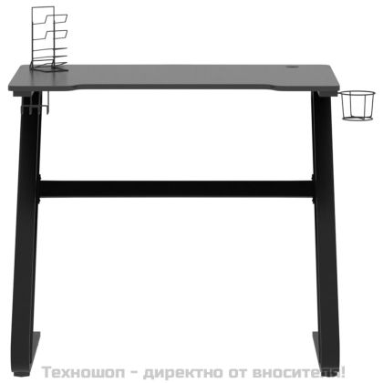 Гейминг бюро със ZZ-образни крака, черно, 90x60x75 см