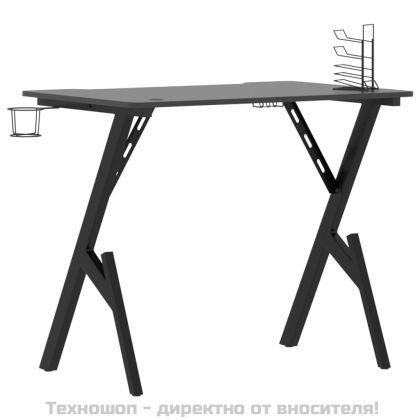 Гейминг бюро с Y-образни крака, черно, 90x60x75 см