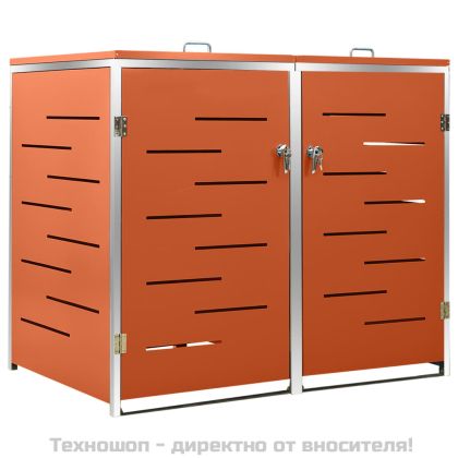 Двоен навес за кофа за смет 138x77,5x112,5 см инокс