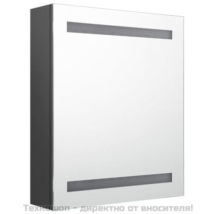 LED шкаф с огледало за баня, сив, 50x14x60 см