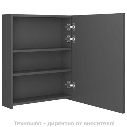 LED шкаф с огледало за баня, сив, 50x14x60 см