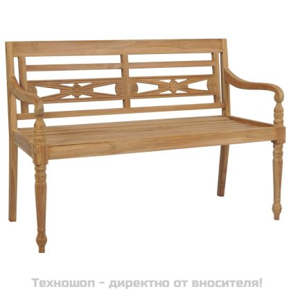 Пейка Батавия с черна възглавница, 120 см, тик масив