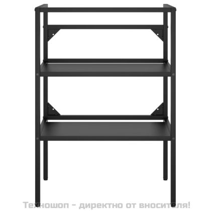 Рамка за мивка за баня с вграден умивалник, черна, желязна