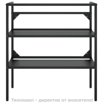 Рамка за мивка за баня с вграден умивалник, черна, желязна