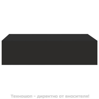 Стенен рафт с чекмедже, черен, 40x23,5x10 см, МДФ