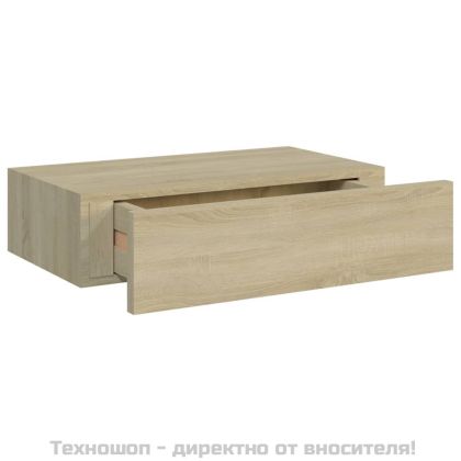 Стенни рафтове с чекмеджета, 2 бр, дъб, 40x23,5x10 см, МДФ