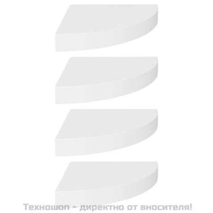 Окачени ъглови рафтове, 4 бр, бели, 25x25x3,8 см, МДФ