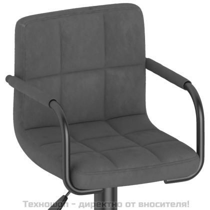 Бар табуретки, 2 бр, тъмносиви, кадифе
