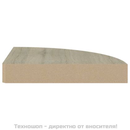 Окачени ъглови рафтове, 2 бр, дъб, 25x25x3,8 см, МДФ