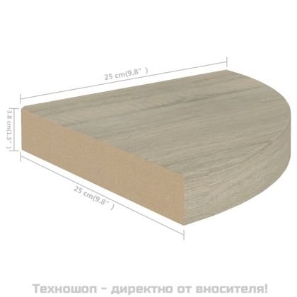 Окачени ъглови рафтове, 2 бр, дъб, 25x25x3,8 см, МДФ