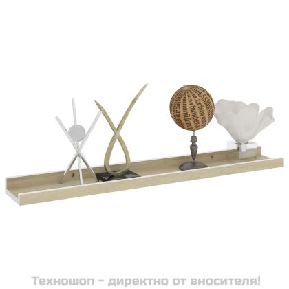 Стенни рафтове, 4 бр, бяло и сонома дъб, 60x9x3 см