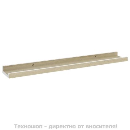 Стенни рафтове, 4 бр, бяло и сонома дъб, 60x9x3 см