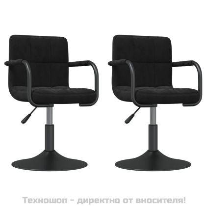 Въртящи трапезни столове, 2 бр, черни, кадифе
