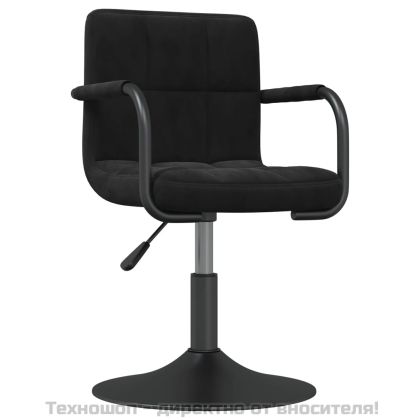 Въртящи трапезни столове, 2 бр, черни, кадифе