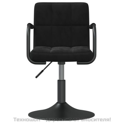 Въртящи трапезни столове, 2 бр, черни, кадифе