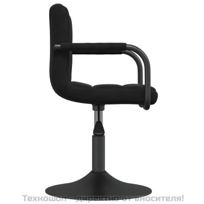 Въртящи трапезни столове, 2 бр, черни, кадифе