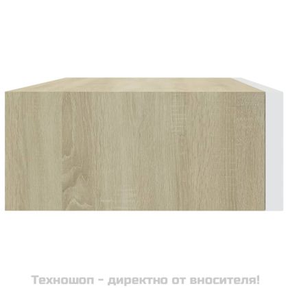Стенни рафтове с чекмеджета 2 бр дъб и бял 40x23,5x10 см МДФ