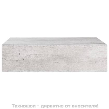 Стенен рафт с чекмедже, бетонно сив, 40x23,5x10 см, МДФ