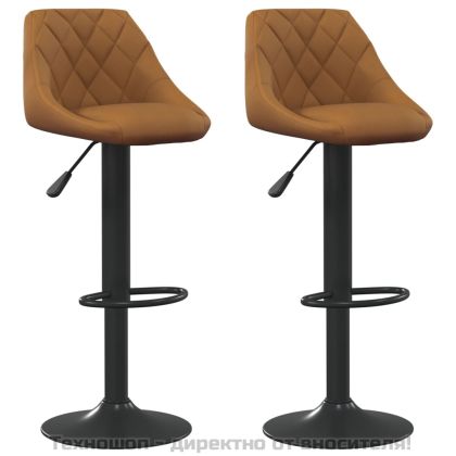 Бар табуретки, 2 бр, кафяви, кадифе
