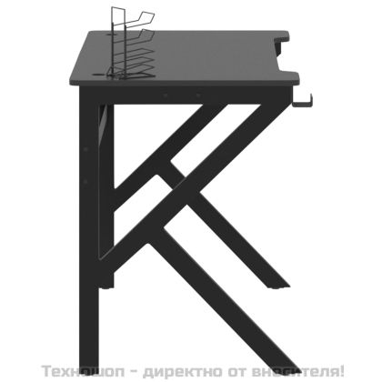 Гейминг бюро с K-образни крака, черно, 110x60x75 см