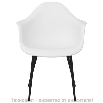 Трапезни столове, 6 бр, бели, PP