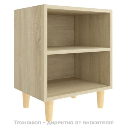 Нощно шкафче с крака дървен масив, дъб сонома, 40x30x50 см