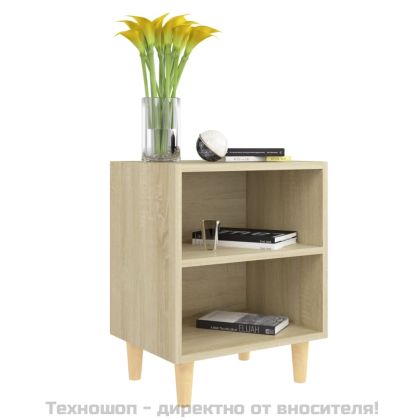Нощно шкафче с крака дървен масив, дъб сонома, 40x30x50 см