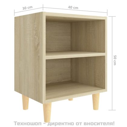 Нощно шкафче с крака дървен масив, дъб сонома, 40x30x50 см