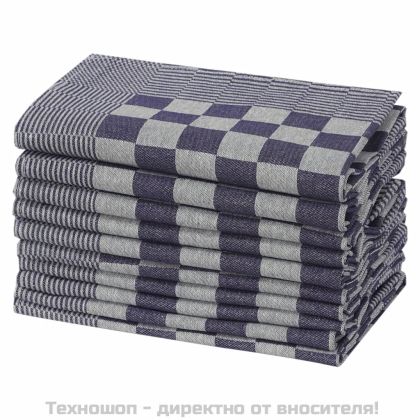 Кухненски кърпи 10 бр синьо и бяло 50x70 см памук