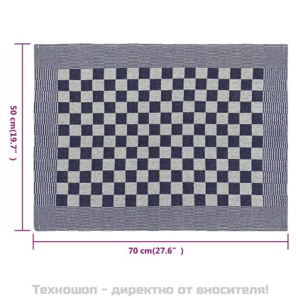 Кухненски кърпи 10 бр синьо и бяло 50x70 см памук